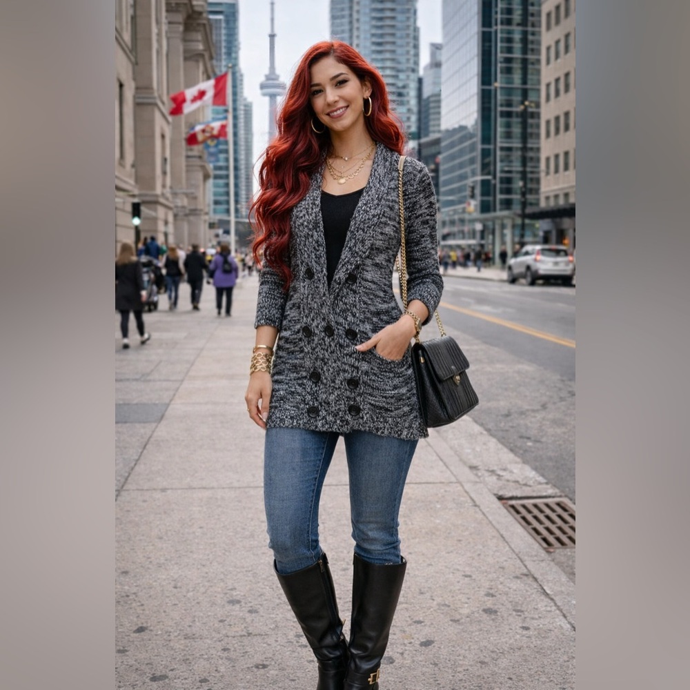Frenchi Marled Knit Cardigan Sweater – Size M
